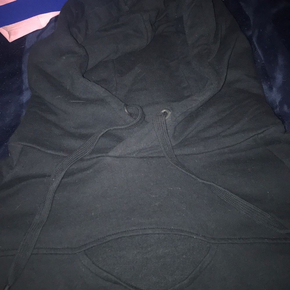 A black crop top hoodie